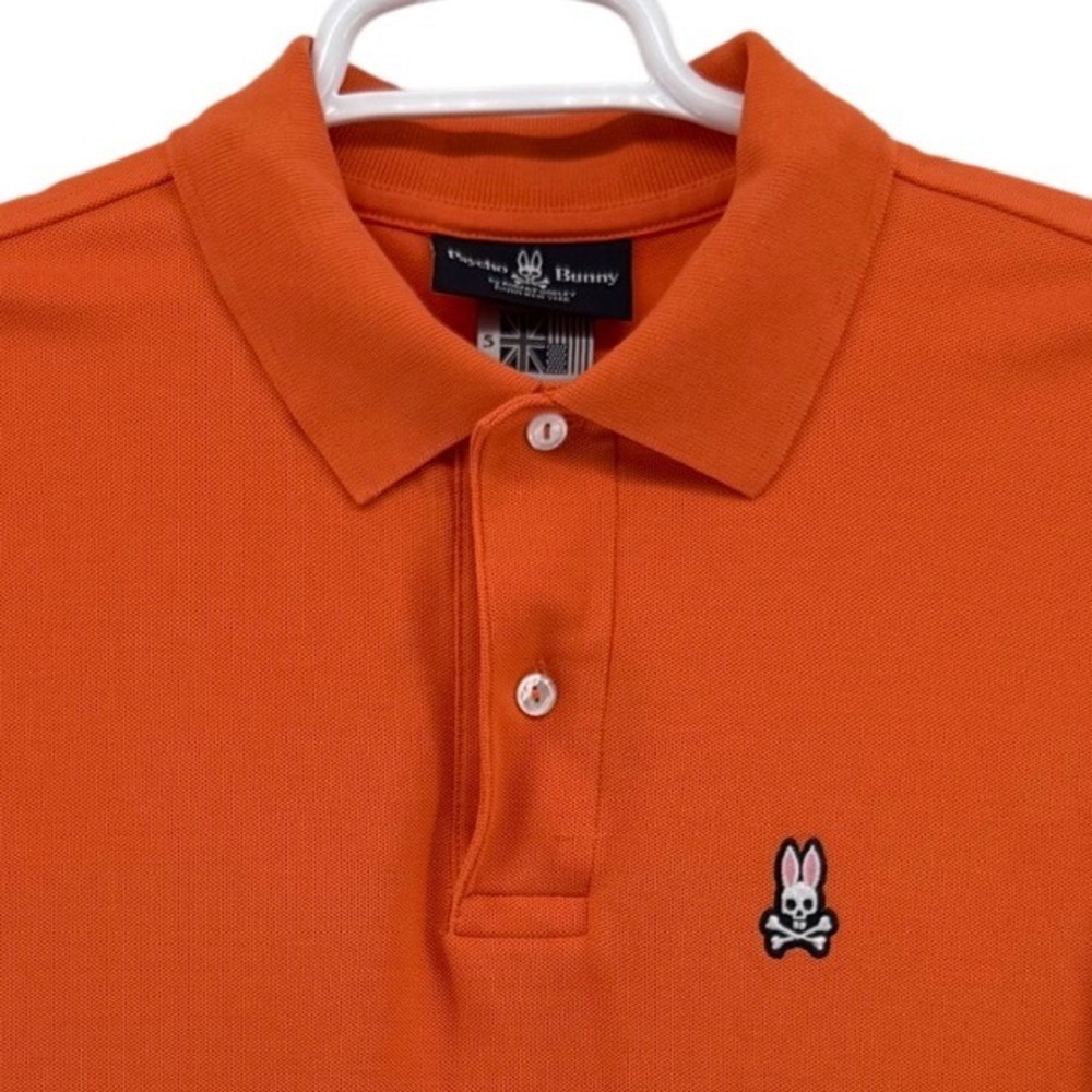 Psycho Bunny Mens Orange Pima Cotton Short Sleeve Polo Shirt Size 5  Small